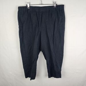 J. Jill 100% Linen Crop Pants Black  Elastic Waist Pockets Pull On Lagenlook XLP